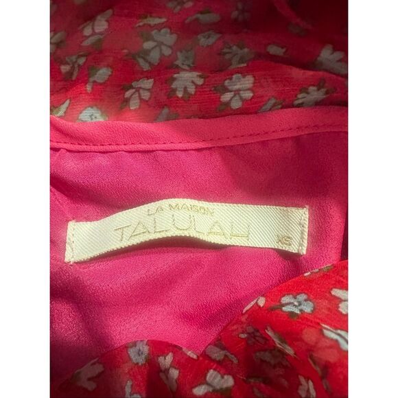 Talulah Promise Floral Pleated Ruffle Mini Dress in Red and Pink Women's Size XS - Picture 6 of 11